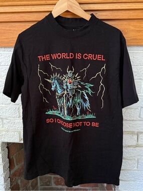 "The World Is Cruel" Wizard of the Barge Black Graphic Tee